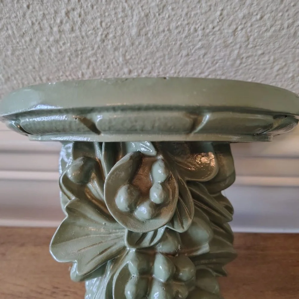 2 Resin Floral Botanical Sconce Shelves Wall Decor Ornate Shelf Pair Green